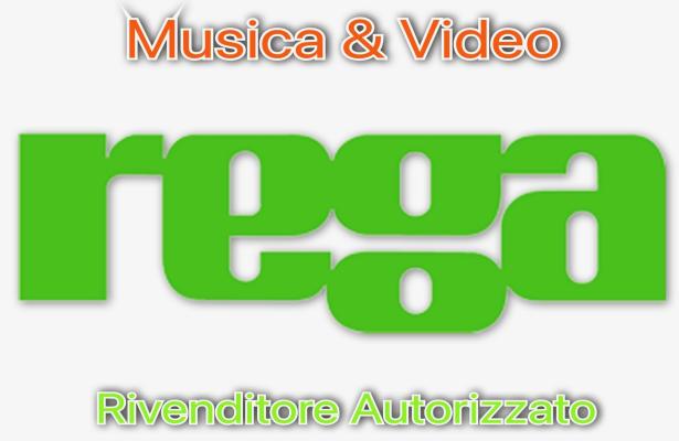 Logo di un rivenditore autorizzato di musica e video Rega.