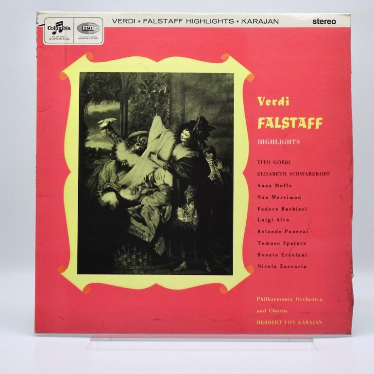 Verdi FALSTAFF HIGHLIGHTS / Philharmonia Orchestra and Chorus Cond. von Karajan  -- LP 33 giri - Made in UK 1960s - COLUMBIA RECORDS - SAX 2578 - ER1/ED1 - LP APERTO