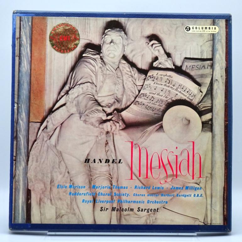 Handel MESSIAH / Royal Liverpool Philharmonic Orch. Cond. Sargent  --  Boxset with 3 LP 33 rpm - Made in UK 1959 - Columbia SAX 2308-2310 - B/S label - ED1/ES1 - OPEN BOXSET