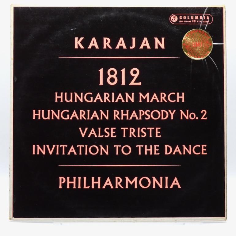 Tchaikovsky 1812, Hungarian  March, etc. / Philharmonia Orchestra Cond. Von Karajan -- LP 33 rpm - Made in UK 1959 - Columbia SAX 2302 - ED1/ES1 - Flipback Laminated Cover - OPEN LP