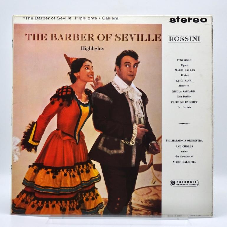 Rossini THE BARBER OF SEVILLE HIGHLIGHTS / Philarmonia  Orchestra Cond. Galliera -- LP 33 rpm - Made in UK 1962 - Columbia SAX 2438 - B/S label - ED1/ES1 - Flipback Laminated Cover - OPEN LP