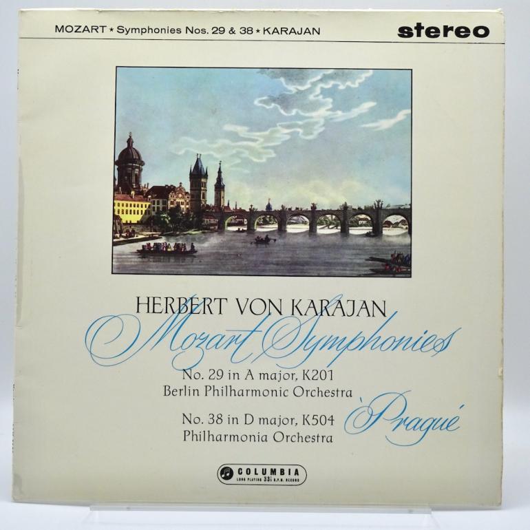 Mozart SYMPHONIES NO. 29 & 38 / Herbert von Karajan -- LP  33 rpm -Made in UK 1960 - Columbia SAX 2356 - B/S label - ED1/ES1 - Flipback Laminated Cover -  OPEN LP