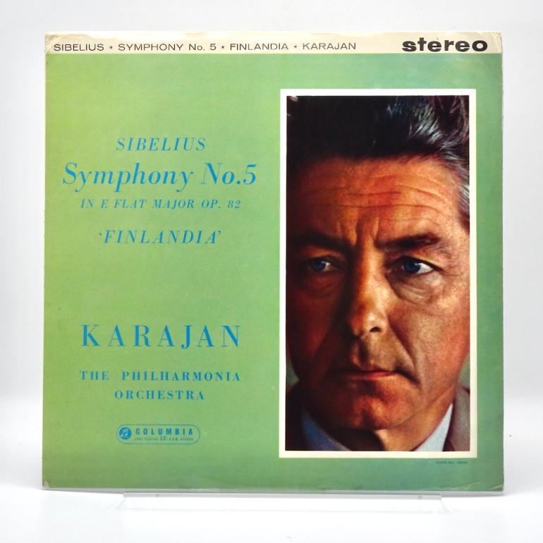 Sibelius SYMPHONY NO. 5  / The Philharmonia Orchestra Cond. Von Karajan  -- LP  33 rpm - Made in AUSTRALIA 1961?- Columbia SAXO 2392 - SAXO - B/S label - ED1 - Flipback Laminated Cover - OPEN LP